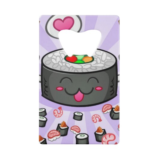 Sushi Cartoon Karton eet veel garnalen Creditkaart Flessenopener (Voorkant)