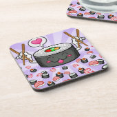 Sushi Cartoon Karton eet veel garnalen Drankjes Onderzetter (Linkerzijde)