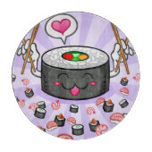 Sushi Cartoon Karton eet veel garnalen Snijplank (Voorkant)