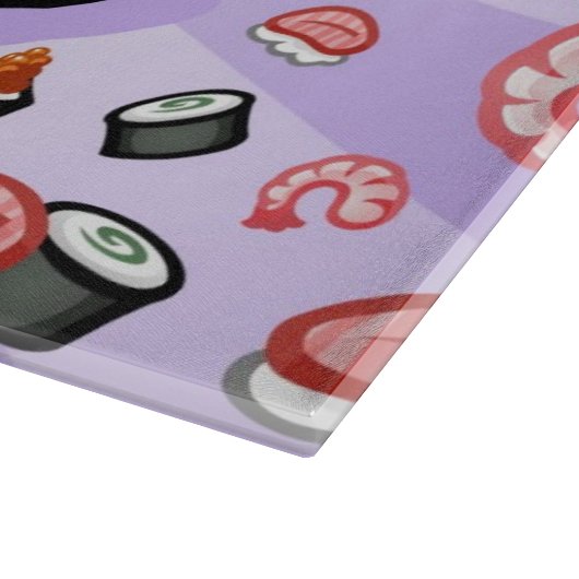 Sushi Cartoon Karton eet veel garnalen Snijplank (Hoek)