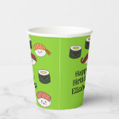 Sushi Cartoon Kawaii Schattige verjaardagsfeestje  Papieren Bekers (Rechts)