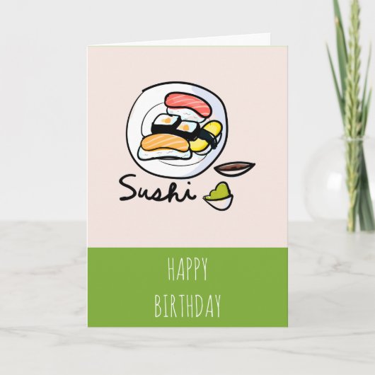 Sushi cartoon schattige Japanse kunst Kaart (Voorkant)