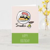 Sushi cartoon schattige Japanse kunst Kaart (Gele Bloem)