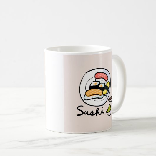 Sushi cartoon schattige Japanse kunst Koffiemok (Voorkant rechts)