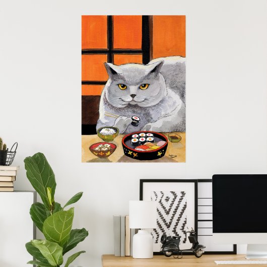 Sushi Cat Big Fred Poster (Thuiskantoor)