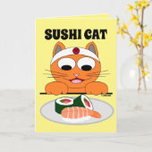SUSHI CAT Birthday Kaart Funny (Gele Bloem)
