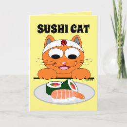 SUSHI CAT Birthday Kaart Funny