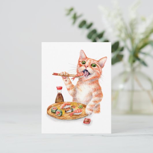 Sushi Cat Briefkaart (Staand voorkant)