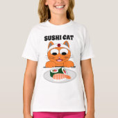 SUSHI CAT Cartoon Cat Eats Sushi Funny T-shirt (Voorkant)