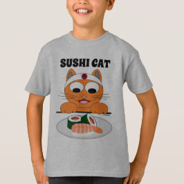SUSHI CAT Cartoon Cat met Sushi Funny T-shirt