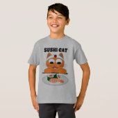 SUSHI CAT Cartoon Cat met Sushi Funny T-shirt (Voorkant volledig)