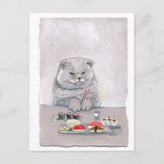 Sushi Cat de heer Grumps ©CSiravo Briefkaart (Voorkant)