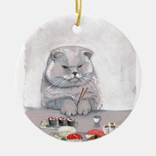 Sushi Cat de heer Grumps ©CSiravo Keramisch Ornament