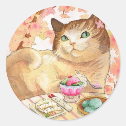 Sushi Cat- Dessert Eerste kleurrijke Stickers (Voorkant)