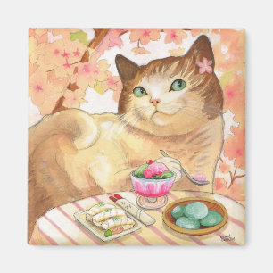 Sushi Cat Dessert First Magnet