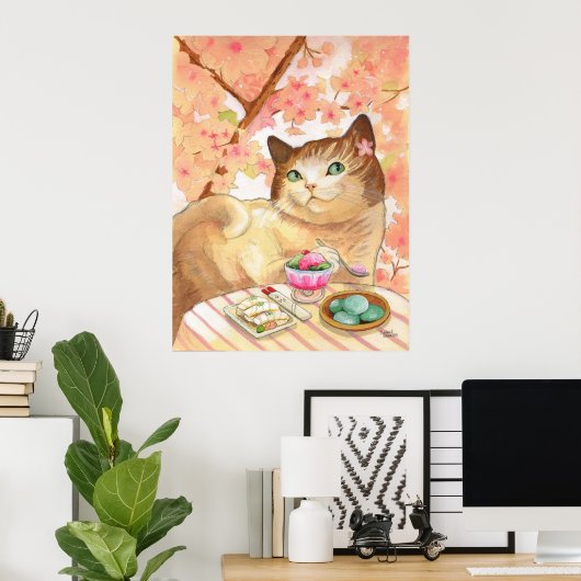 Sushi Cat Dessert First Poster (Thuiskantoor)