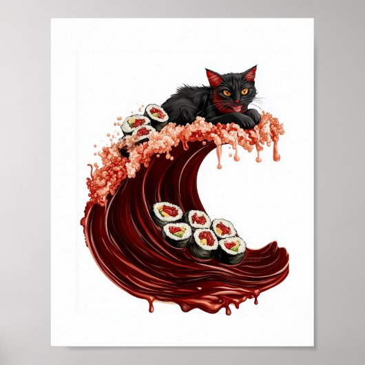 Sushi Cat Dreams - Eigenzinnig Japans Kat Poster (Voorkant)