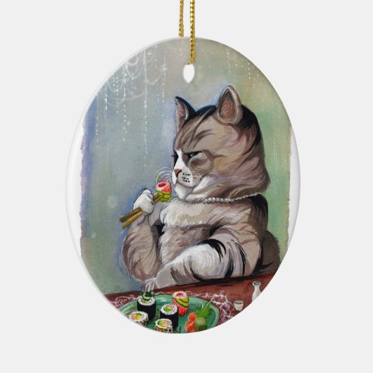 Sushi Cat Fancy feast Keramisch Ornament (Rechts)