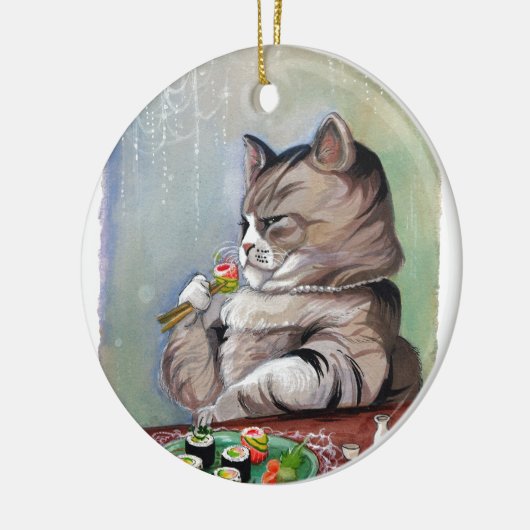 Sushi Cat Fancy feast Keramisch Ornament (Links)
