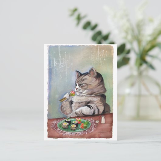 Sushi Cat Fancy Feest Briefkaart (Staand voorkant)