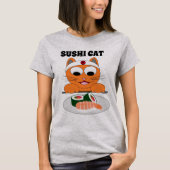 Sushi Cat Ginger Kat Humoureus T Shirt (Voorkant)