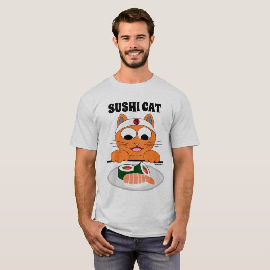 SUSHI CAT Japanse Samurai Cat T-shirt (Voorkant volledig)