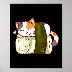 Sushi Cat Kawaii Anime Neko Japans Poster