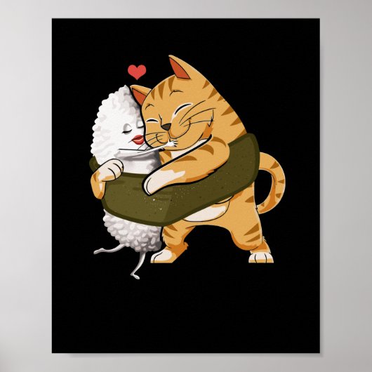 Sushi Cat Kawaii Anime Neko Japans Poster (Voorkant)