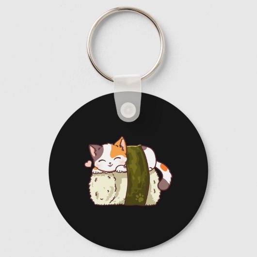 Sushi Cat Kawaii Anime Neko Japans Sleutelhanger (Voorkant)