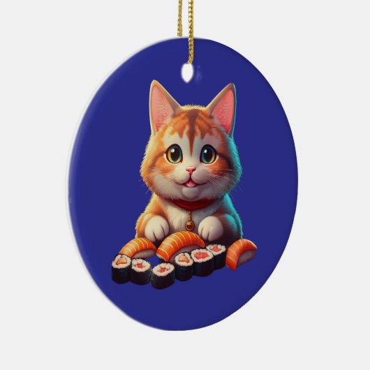 Sushi Cat Keramisch Ornament (Rechts)