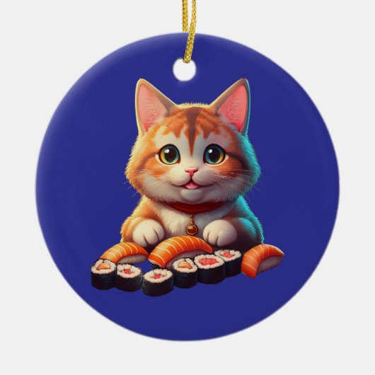 Sushi Cat Keramisch Ornament (Voorkant)