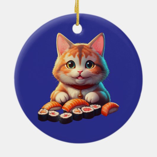 Sushi Cat Keramisch Ornament (Achterkant)