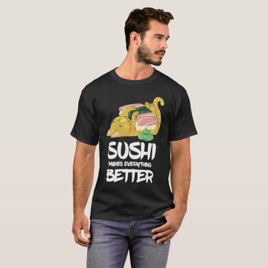 Sushi Cat maakt alles beter in Japan T-shirt (Voorkant volledig)