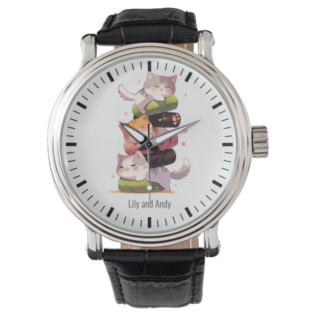 Sushi Cat Miaw | Japanse animusstijl Horloge (Voorkant)