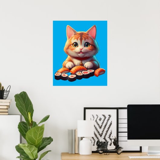 Sushi Cat Poster (Thuiskantoor)