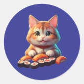 Sushi Cat Ronde Sticker (Voorkant)