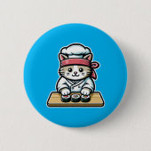 Sushi Cat - Schattigee & Grappige Kat Maken Sushi  Ronde Button 5,7 Cm (Voorkant)