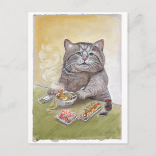 Sushi Cat Tempura Udon Briefkaart