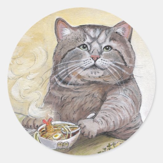 Sushi Cat Tempura Udon Ronde Sticker (Voorkant)