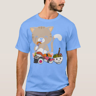 Sushi Cat Tshirt, schattig Sushi Eating Cat Shirt, T-shirt