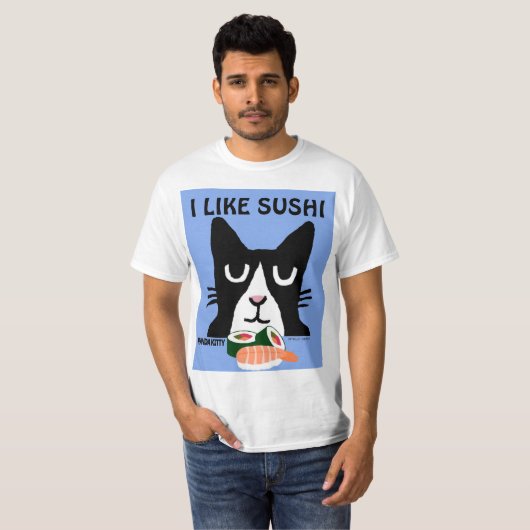 SUSHI CAT, TUXEDO Panda Kat T-Shirts (Voorkant volledig)