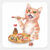 Sushi Cat Vierkante Sticker (Voorkant)