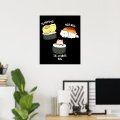 Sushi Cats Funny Sushi Pun Dark BG Poster (Thuiskantoor)