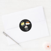Sushi Cats Funny Sushi Pun Dark BG Ronde Sticker (Envelop)