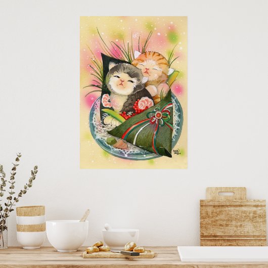 Sushi Cats Kat Kersthandrol Poster (Keuken)