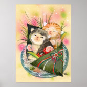 Sushi Cats Kat Kersthandrol Poster (Voorkant)