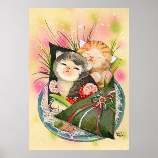 Sushi Cats Kat Kersthandrol Poster (Voorkant)