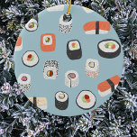 Sushi Ceramic Ornament<br><div class="desc">Show je liefde voor sushi, nigiri en maki rolt met deze leuke alternatieve kerstversiering. Originele kunst van Nic Squirrell. Probeer de andere vormen om te zien welke u verkiest, of geef opdracht tot een verscheidenheid voor samenhangend decor!</div>