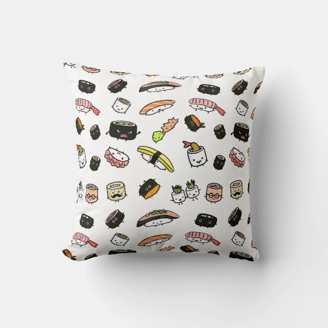 Sushi Characters Pattern Kussen (Voorkant)