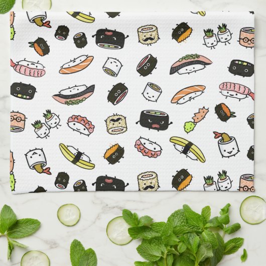 Sushi Characters Pattern Theedoek (Gevouwen)
